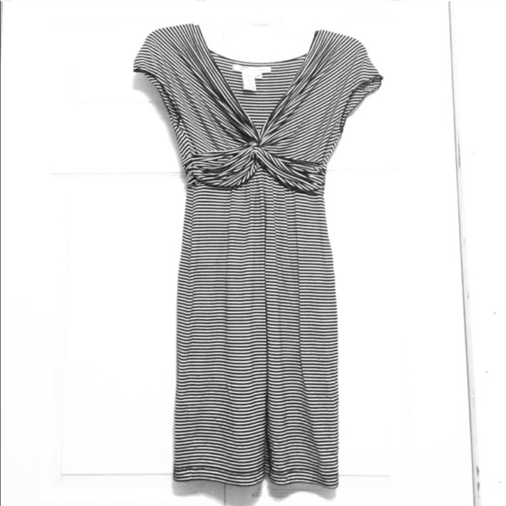 Twist front striped dress